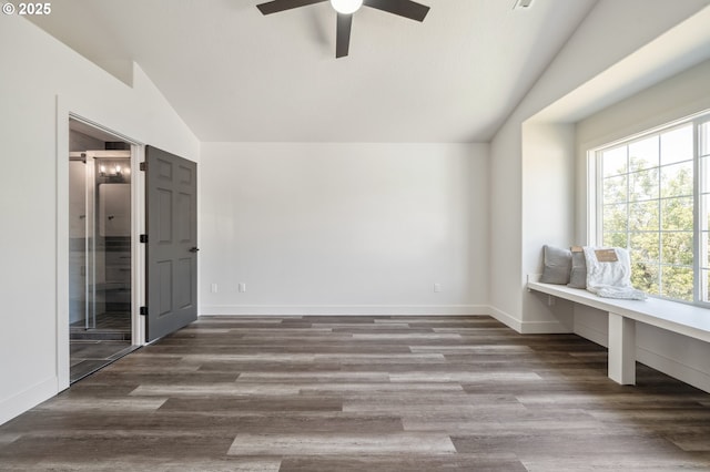 5958 SE 16th Loop, Gresham, OR 97080 - unfurnished bedroom with vaulted ceiling, wood finished floors, baseboards, and connected bathroom