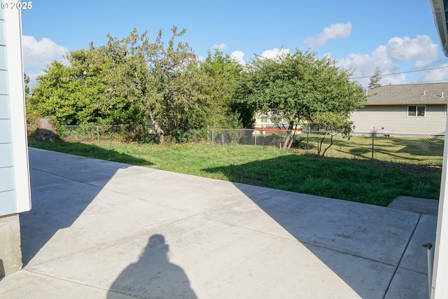 view of yard with a patio area and a fenced backyard