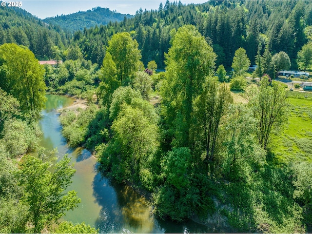 drone / aerial view of mountains and a heavily wooded area
