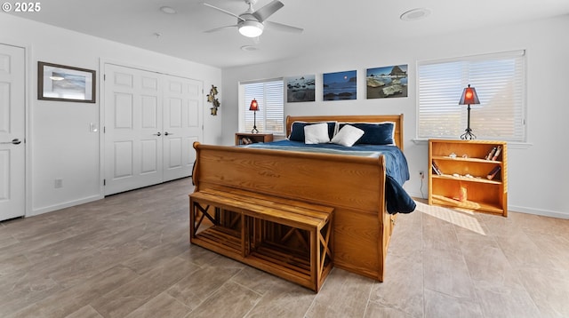 1307 Moore St Unit 704, Brookings, OR 97415 - bedroom with baseboards, ceiling fan, and a closet