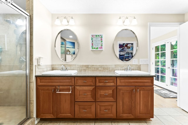 37330 SE Dodge Park Blvd, Boring, OR 97009 - full bathroom featuring double vanity, a shower stall, and tile patterned floors