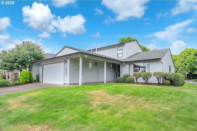 15645 NE Russell Pl, Portland, OR 97230 - view of front facade with a garage, a front lawn, asphalt driveway, and roof with shingles