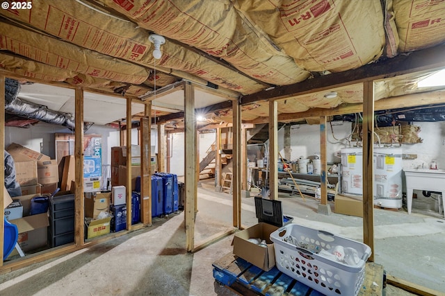 basement with water heater