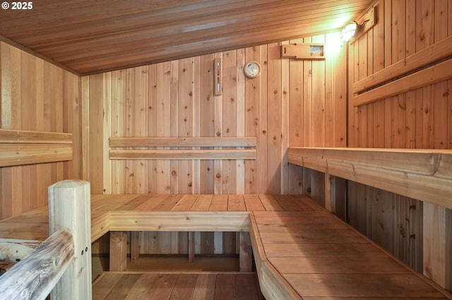 view of sauna / steam room with wood finished floors