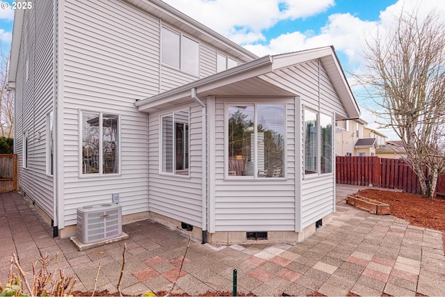 exterior space featuring a patio and central air condition unit