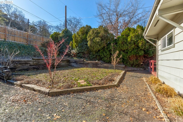 view of yard featuring fence