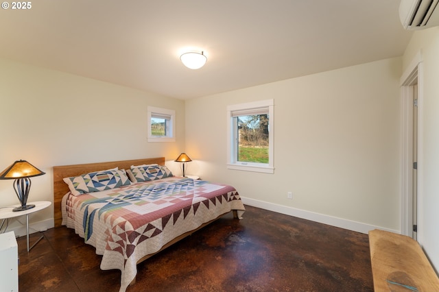 bedroom featuring a wall unit AC