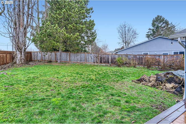 view of yard featuring a fenced backyard