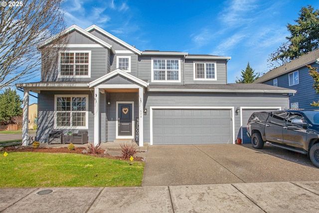 traditional-style house with driveway and a porch