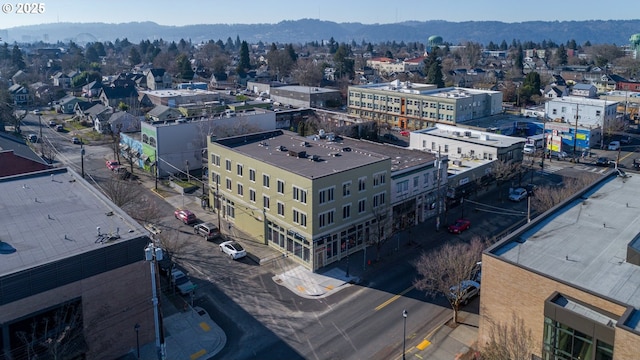 drone / aerial view with a mountain view