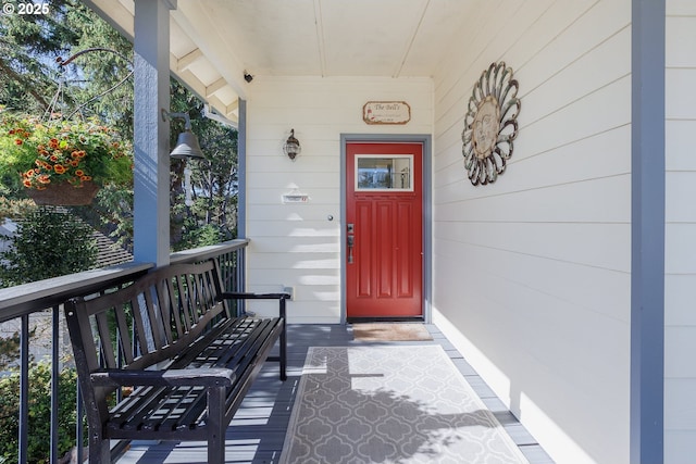 doorway to property with a porch