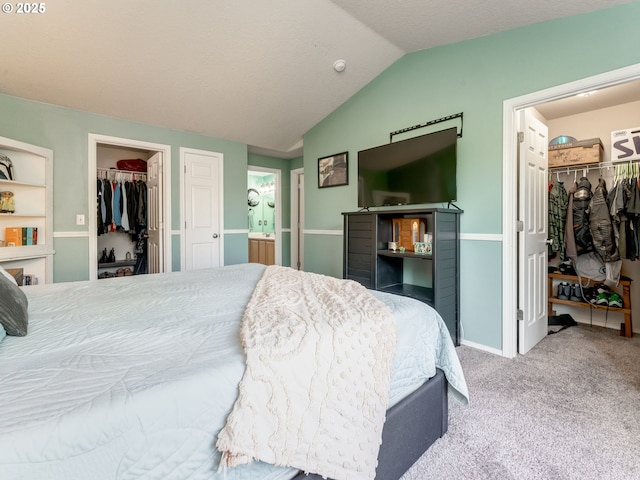 35530 Edies Way, Saint Helens, OR 97051 - bedroom featuring a spacious closet, a closet, lofted ceiling, carpet flooring, and ensuite bath