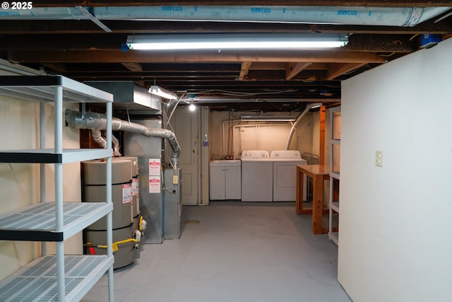 74 NE Sacramento St, Portland, OR 97213 - unfinished below grade area featuring washing machine and dryer, water heater, and heating unit