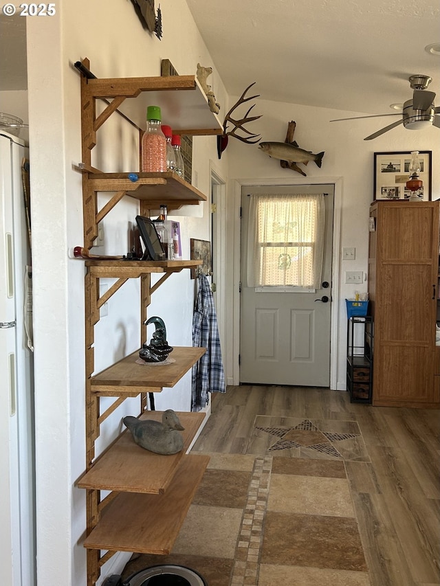 37102 Woods Ln, Richland, OR 97870 - doorway featuring wood finished floors and a ceiling fan