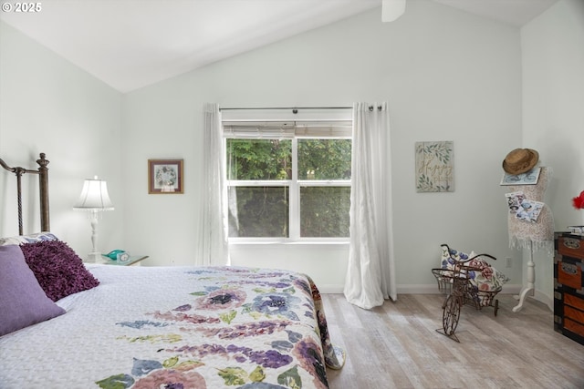 19774 SW Ashcroft Ln, Beaverton, OR 97003 - bedroom featuring vaulted ceiling, light wood-type flooring, and baseboards