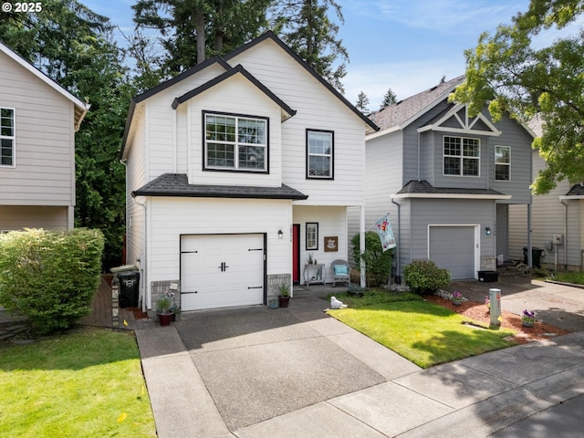 19774 SW Ashcroft Ln, Beaverton, OR 97003 - traditional home featuring driveway, an attached garage, and a front lawn