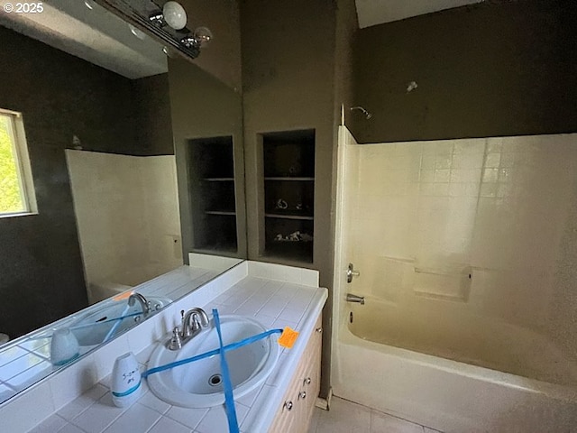 19903 SW Poplarwood Pl, Tualatin, OR 97062 - bathroom with vanity, shower / washtub combination, and tile patterned flooring
