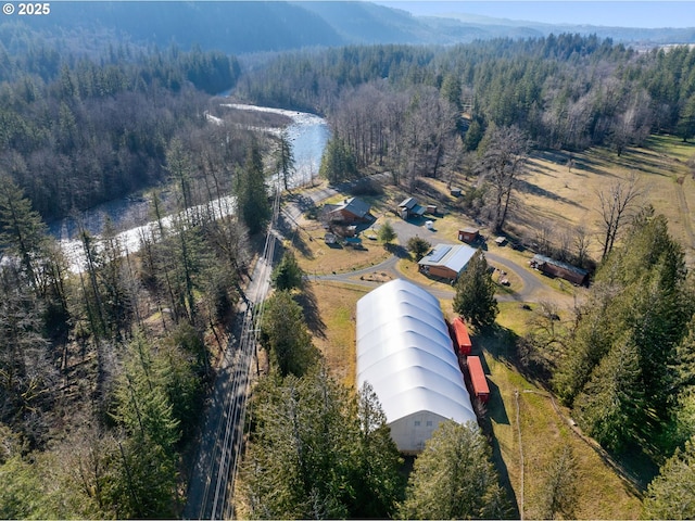 aerial view with a forest view