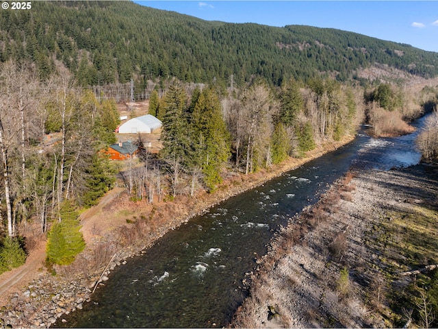 drone / aerial view with a forest view