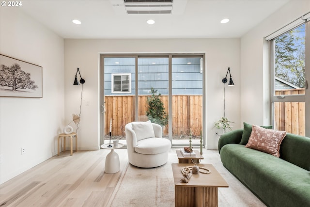 living area featuring light hardwood / wood-style floors