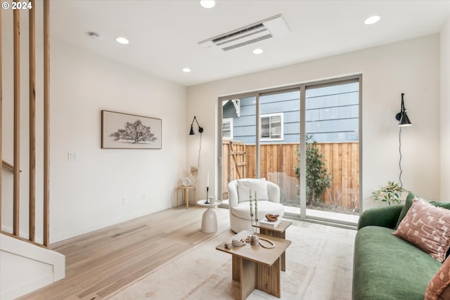 living area featuring light hardwood / wood-style flooring