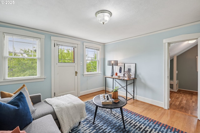 living room featuring baseboards and wood finished floors