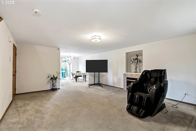 5115 SE 140th Pl, Portland, OR 97236 - sitting room with light carpet and a tiled fireplace