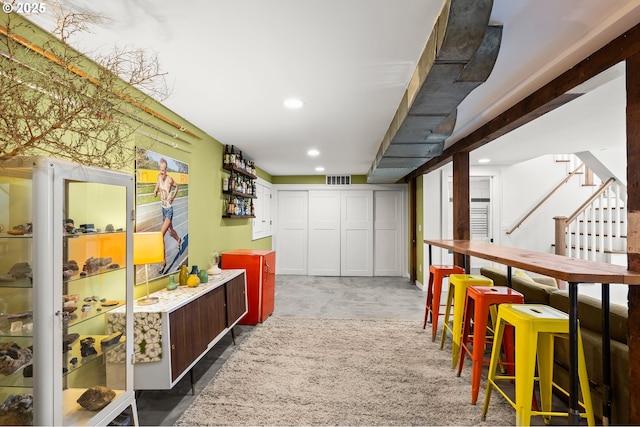 226 N Highland St, Portland, OR 97217 - game room featuring recessed lighting and carpet