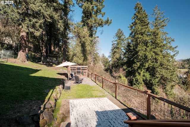 view of yard featuring a patio