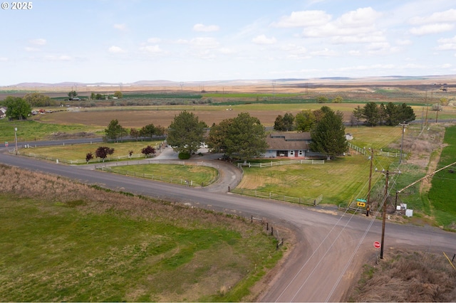 drone / aerial view with a rural view and a mountain view