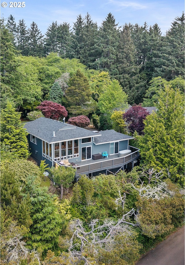 1626 NE Regatta Way, Lincoln City, OR 97367 - aerial view of property and surrounding area with a forest