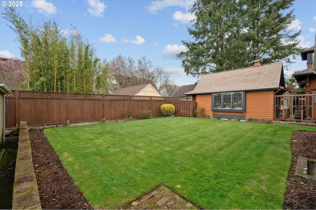 view of yard featuring a fenced backyard