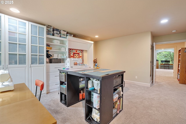 10886 SW Bretton Ct, Portland, OR 97224 - office area with light colored carpet, recessed lighting, and baseboards