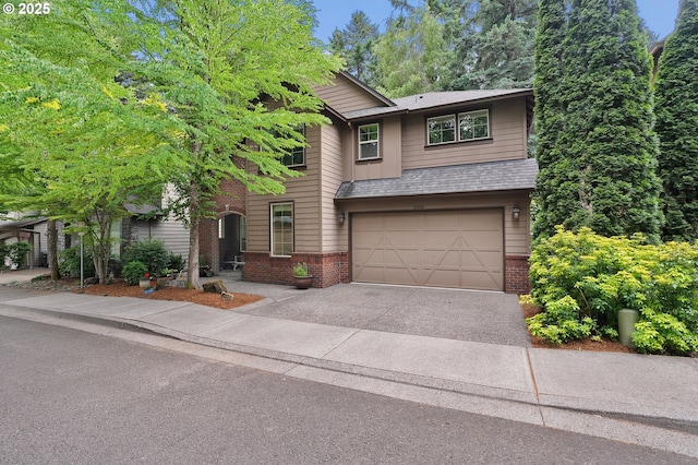 10886 SW Bretton Ct, Portland, OR 97224 - view of front of home featuring brick siding, asphalt driveway, and an attached garage