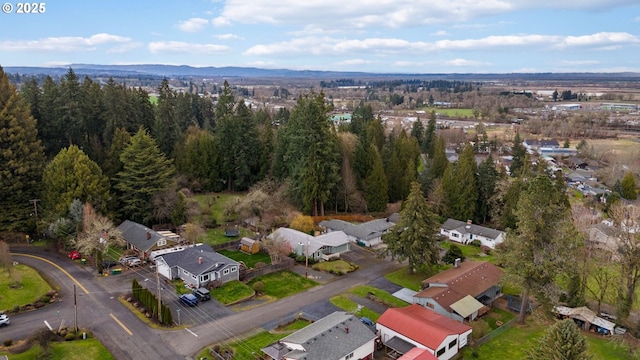 aerial view with a mountain view