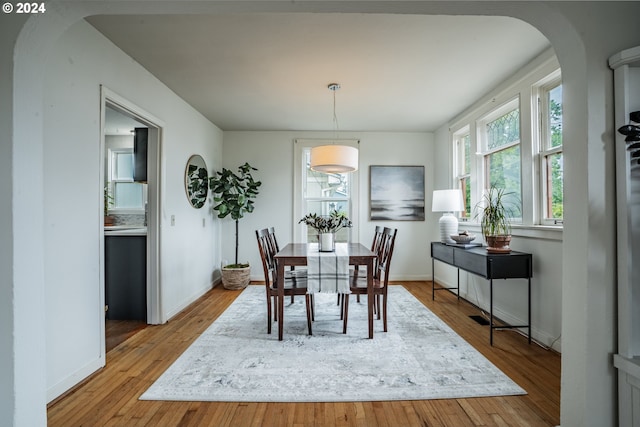 dining room with light hardwood / wood-style flooring