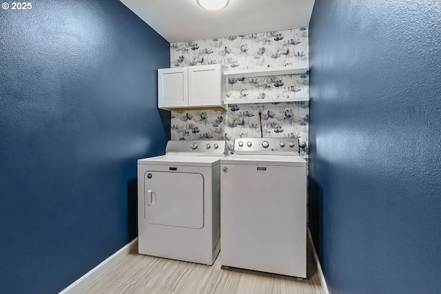 7091 SE Austin Dr, Hillsboro, OR 97123 - laundry room with independent washer and dryer, cabinet space, and light wood-style floors