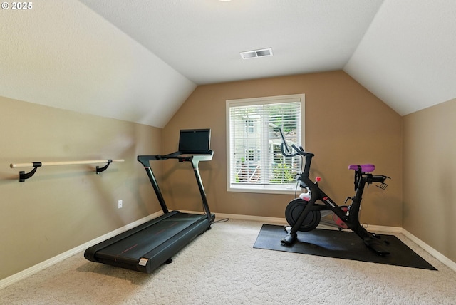 2812 Beacon Hill Dr, West Linn, OR 97068 - exercise area featuring lofted ceiling and carpet