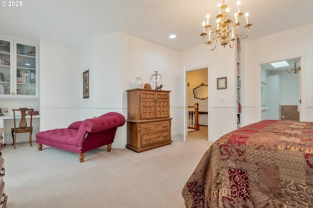 34085 Berg Rd, Warren, OR 97053 - carpeted bedroom with a chandelier and recessed lighting