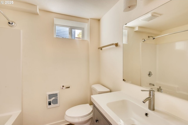 2747 NE Bryant St, Portland, OR 97211 - full bathroom featuring heating unit, toilet, vanity, and tub / shower combination