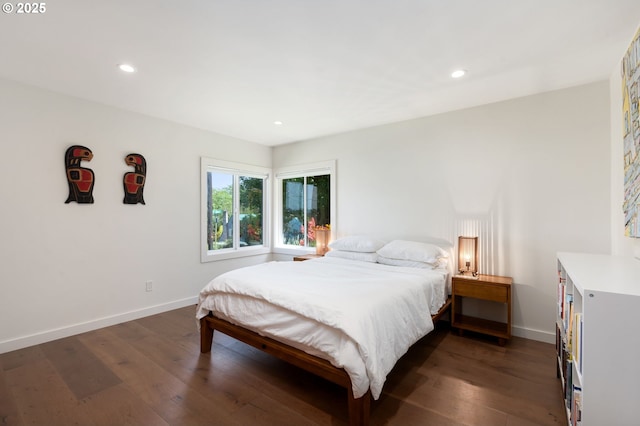 12990 I St, Nehalem, OR 97131 - bedroom with dark wood-style floors, baseboards, and recessed lighting