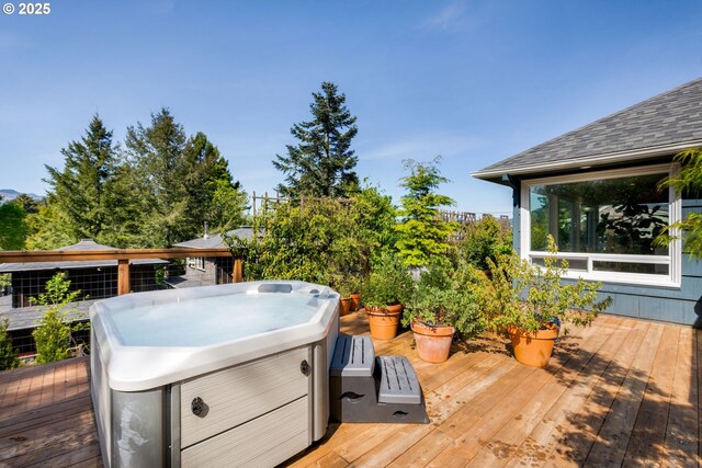 12990 I St, Nehalem, OR 97131 - wooden deck featuring a hot tub