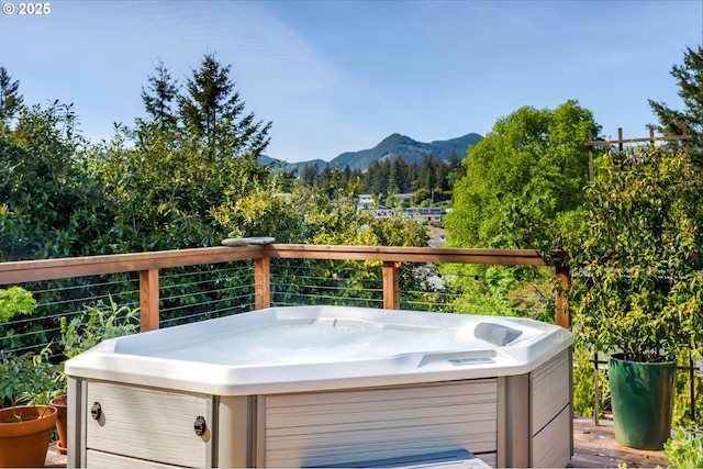 12990 I St, Nehalem, OR 97131 - wooden deck with a hot tub and a mountain view