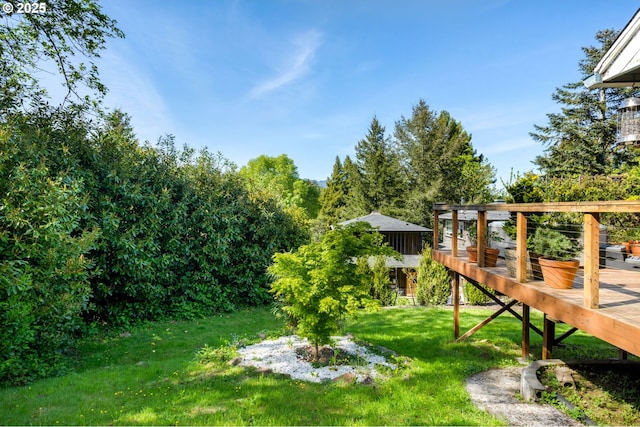 12990 I St, Nehalem, OR 97131 - view of grassy yard with a wooden deck