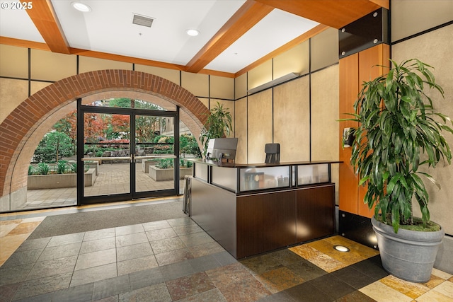 1030 NW Johnson St Unit 323, Portland, OR 97209 - reception featuring beamed ceiling and recessed lighting