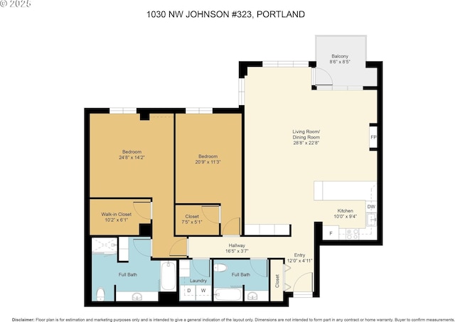 1030 NW Johnson St Unit 323, Portland, OR 97209 - floor plan / room layout