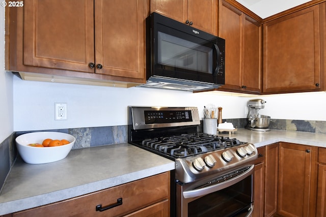 kitchen with stainless steel gas stove