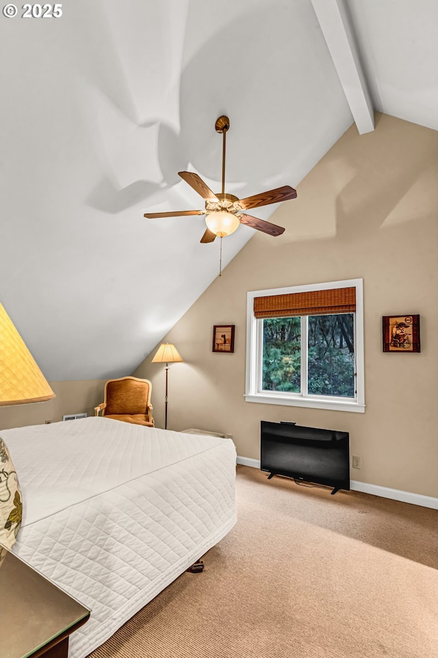 780 Pinecrest Dr, Grants Pass, OR 97526 - carpeted bedroom with baseboards and lofted ceiling with beams