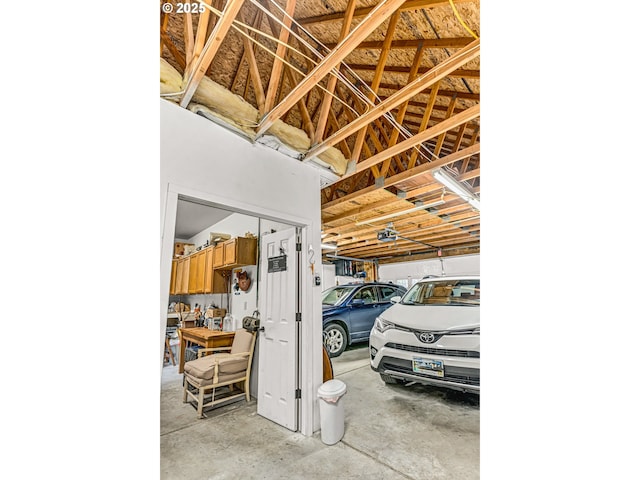 garage with a garage door opener
