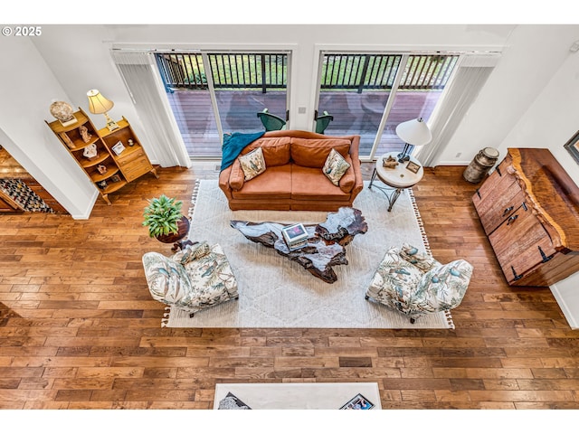 living area featuring hardwood / wood-style flooring